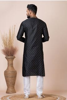 Picture of Elegant Black Designer Kurta Pyjama Set for Party