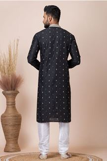 Picture of Dashing Black Designer Kurta Pyjama Set for Party