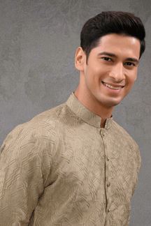 Picture of Charismatic Brownish Gold Designer Kurta Pant Set for Engagement, Party and Festivals