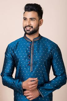 Picture of Charismatic Rama Green Designer Kurta Pyjama Set for Wedding, Reception, Party, and Festivals