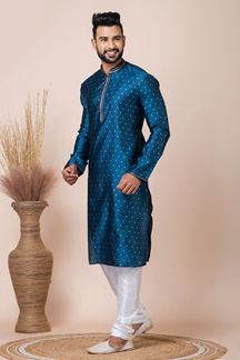 Picture of Charismatic Rama Green Designer Kurta Pyjama Set for Wedding, Reception, Party, and Festivals