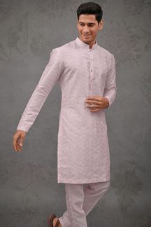 Picture of Stylish Light Pink Designer Kurta Pant Set for Engagement and Reception