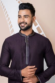 Picture of Majestic Violet Designer Kurta Pyjama Set for Wedding, Reception, Party, and Festivals