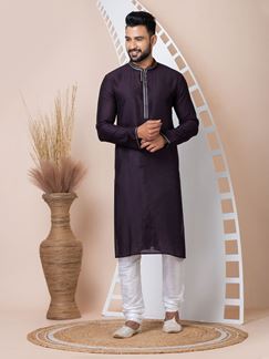 Picture of Majestic Violet Designer Kurta Pyjama Set for Wedding, Reception, Party, and Festivals