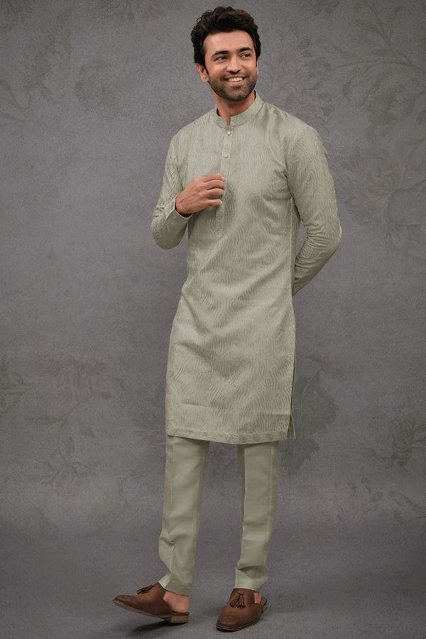 Picture of Dashing Light Mehendi Designer Kurta Pant Set for Mehendi, Party, and Festivals