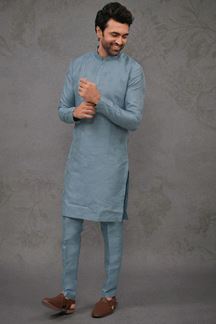 Picture of Fancy Water Blue Designer Kurta Pant Set for Party and Festivals