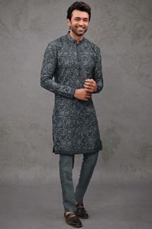 Picture of Amazing Gray Designer Kurta Pant Set for Party, Engagement, Reception, and Festivals