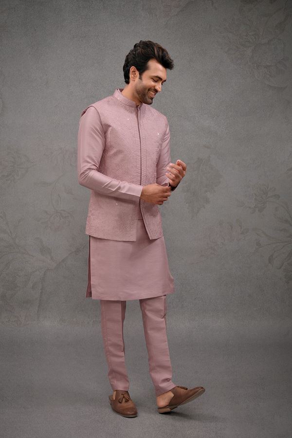 Picture of Vibrant Onion Pink Designer 3-Piece Men’s Suit for Engagement and Reception