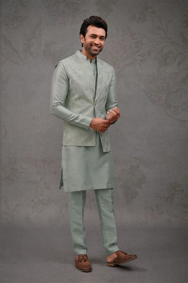 Picture of Royal Pista Green Designer 3-Piece Men’s Suit for Engagement and Reception