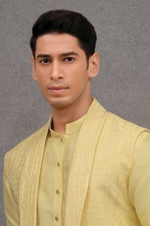 Picture of Impressive Yellow Designer 3-Piece Men’s Suit for Haldi and Festivals