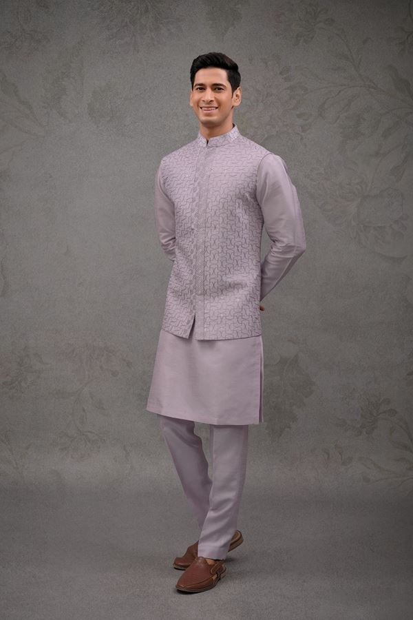 Picture of Appealing Purple Designer 3-Piece Men’s Suit for Engagement and Reception