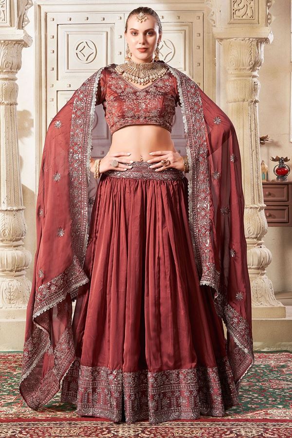 Picture of Trendy Brown Designer Lehenga Choli for Wedding and Reception 