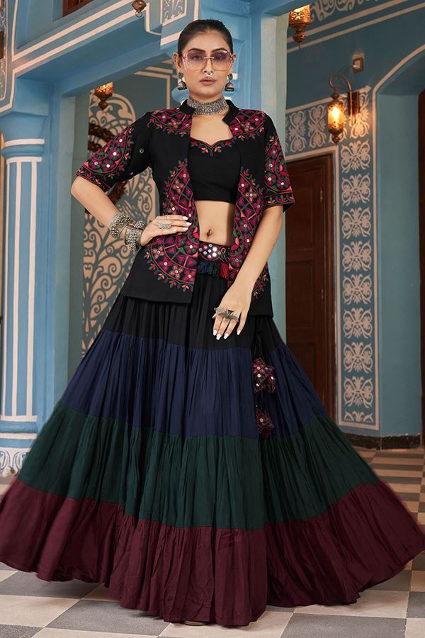 Picture of Fashionable Black Designer Navratri Lehenga Choli for Garba Raas 