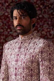 Picture of Awesome Cream Designer Nawabi Indo-Western Sherwani for Engagement, Wedding, and Reception