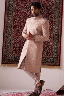 Picture of Marvelous Rose Gold Pink Designer Nawabi Indo-Western Sherwani for Engagement and Reception