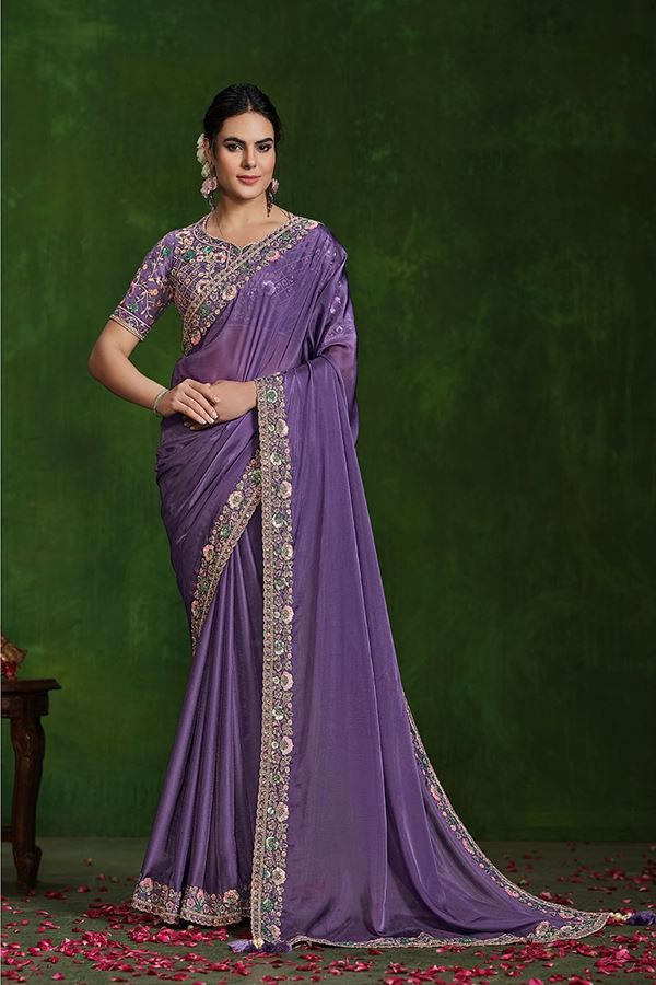 Picture of Breathtaking Habotai Silk Designer Saree for Engagement, Wedding, and Reception