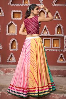 Picture of Ethnic Multi and White Designer Indo-Western Navratri Lehenga Choli for Garba Raas 