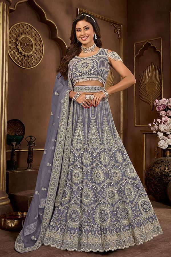 Picture of Ethnic Dark Grey Designer Lehenga Choli for Engagement, Wedding, and Reception