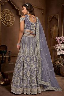 Picture of Ethnic Dark Grey Designer Lehenga Choli for Engagement, Wedding, and Reception