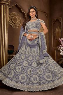 Picture of Ethnic Dark Grey Designer Lehenga Choli for Engagement, Wedding, and Reception