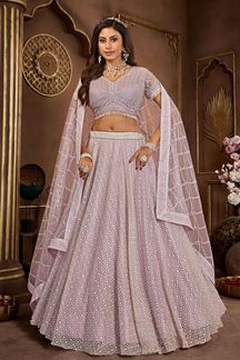 Picture of Exuberant Lavender Designer Lehenga Choli for Engagement and Reception