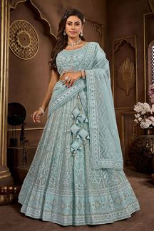 Picture of Appealing Sky Blue Designer Lehenga Choli for Engagement and Reception