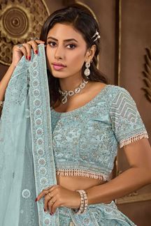 Picture of Appealing Sky Blue Designer Lehenga Choli for Engagement and Reception