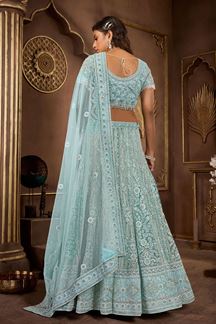 Picture of Appealing Sky Blue Designer Lehenga Choli for Engagement and Reception