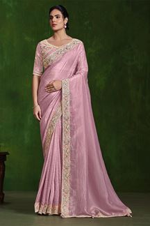 Picture of Fascinating Crush Paper Silk Designer Saree for Engagement and Reception