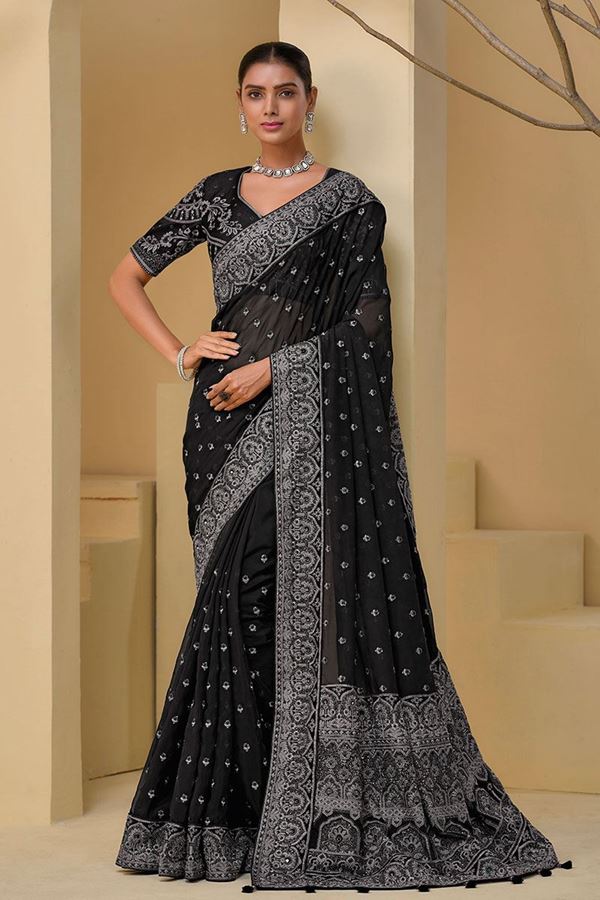 Picture of Dazzling Pure Banarasi Tuscany Silk Designer Saree for Party