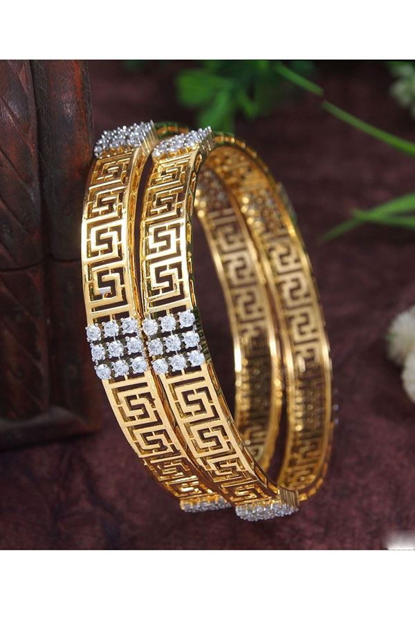 Picture of Magnificent Gold Plated Designer Bangle Set for Wedding, Reception, Engagement, and Party