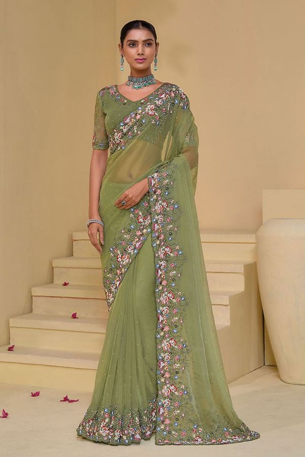 Picture of Splendid Pure Banarasi Tuscany Silk Designer Saree for Party, Engagement, and Reception