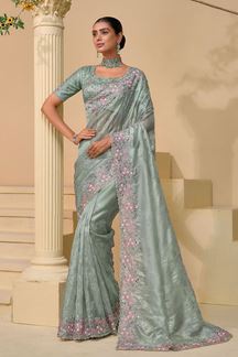 Picture of Captivating Pure Soft Silk Designer Saree for Engagement, Reception, and Party