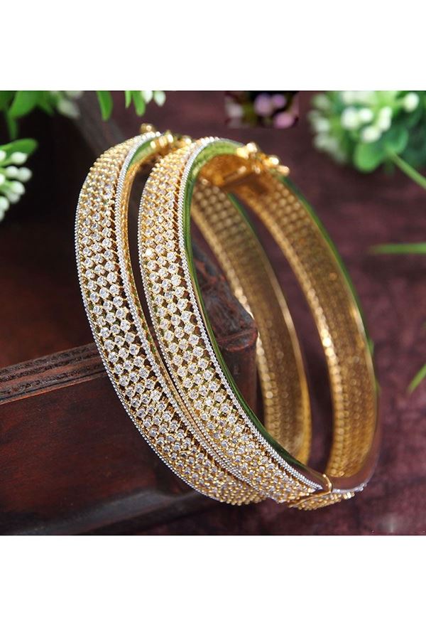 Picture of Captivating Gold Plated Designer Bangle Set for Wedding, Reception, Engagement, and Party