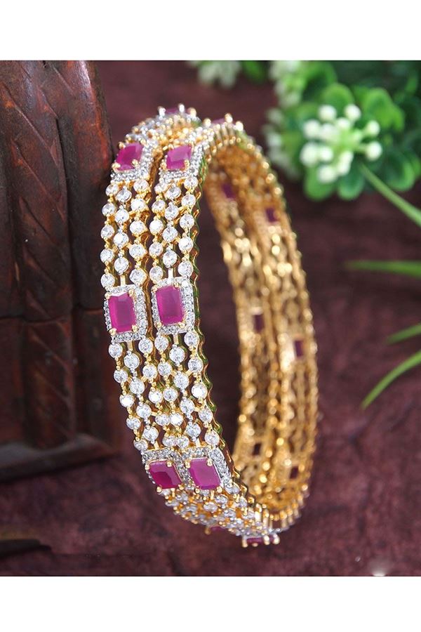 Picture of Charismatic Gold Plated Designer Bangle Set for Wedding, Reception, Engagement, and Party