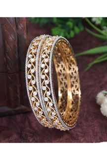 Picture of Smashing Gold Plated Designer Bangle Set for Wedding, Reception, Engagement, and Party