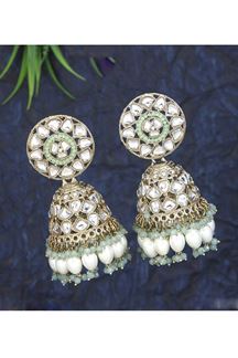 Picture of Striking Green Designer Earring Set for Mehendi, Wedding, Reception, Engagement, and Party