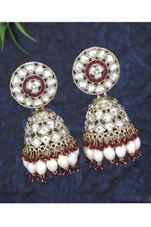 Picture of Fashionable Maroon Designer Earring Set for Wedding, Reception, Engagement, and Party