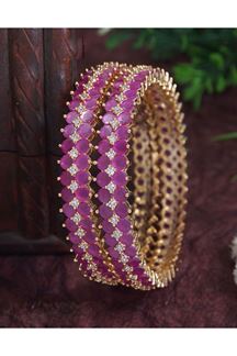 Picture of Fascinating Gold Plated Designer Bangle Set for Wedding, Reception, Engagement, and Party