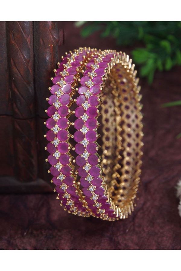 Picture of Fascinating Gold Plated Designer Bangle Set for Wedding, Reception, Engagement, and Party