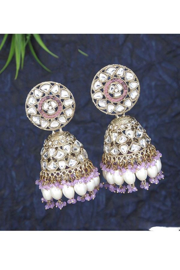 Picture of Vibrant Lavender Designer Earring Set for Wedding, Reception, Engagement, and Party