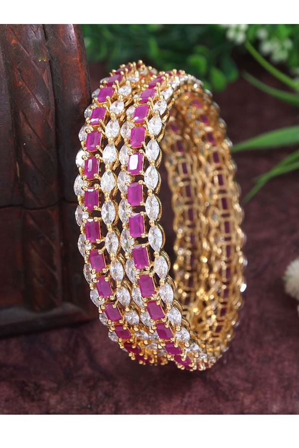 Picture of Creative Gold Plated Designer Bangle Set for Wedding, Reception, Engagement, and Party