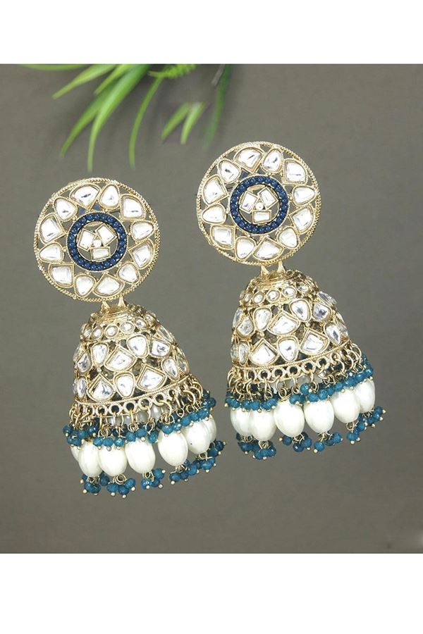 Picture of Flamboyant Blue Designer Earring Set for Wedding, Reception, Engagement, and Party