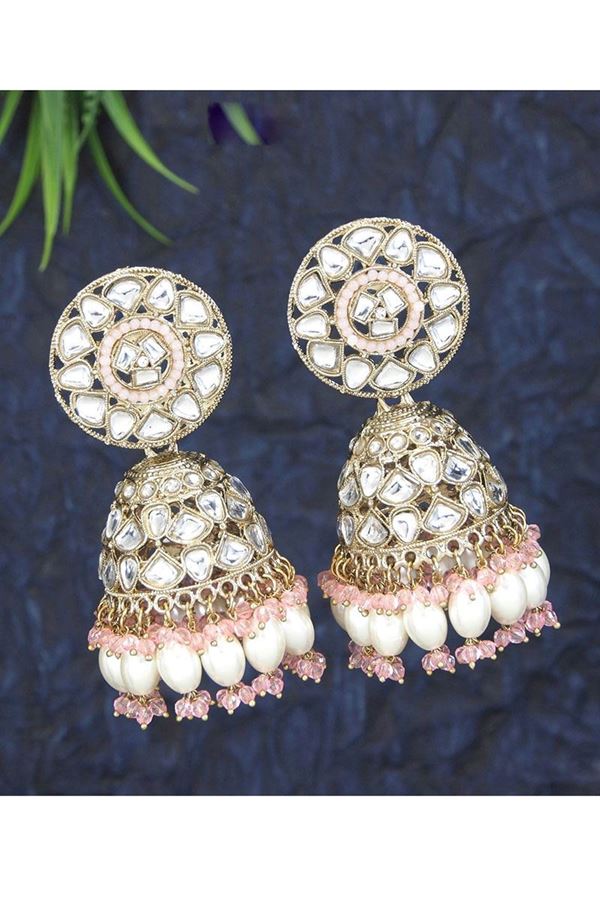 Picture of Classy Pink Designer Earring Set for Wedding, Reception, Engagement, and Party