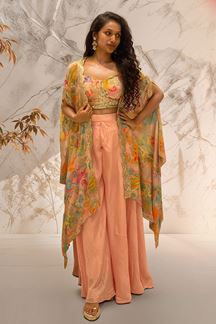 Picture of Creative Peach Designer Palazzo Suit for Party and Festivals