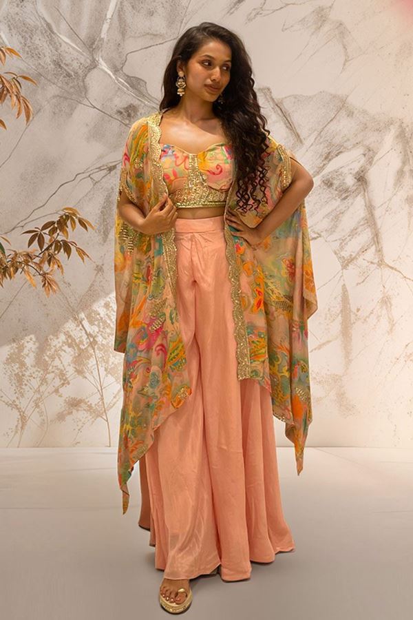 Picture of Creative Peach Designer Palazzo Suit for Party and Festivals