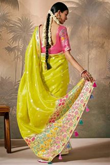 Picture of Royal Munga Silk Designer Saree for Haldi, Wedding, Party, and Festivals