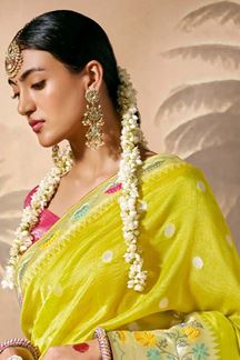 Picture of Royal Munga Silk Designer Saree for Haldi, Wedding, Party, and Festivals