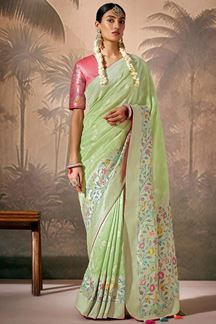 Picture of Bollywood Munga Silk Designer Saree for Engagement, Party and Festivals