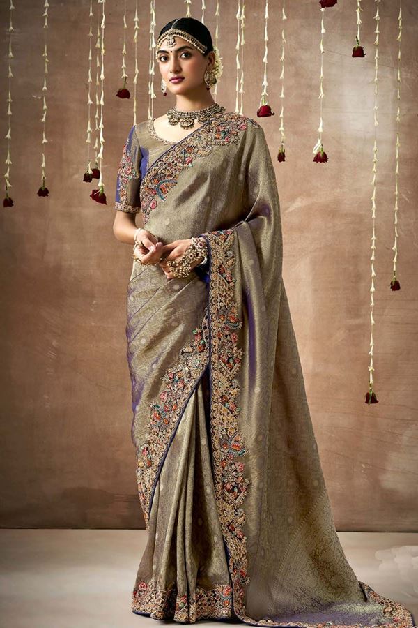 Picture of Breathtaking Tissue Dola Silk Designer Saree for Wedding, Reception, Party, and Festivals